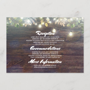 Carte D'accompagnement Rustic Barn Wood Détails du Mariage - Information