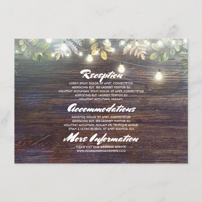 Carte D'accompagnement Rustic Barn Wood Détails du Mariage - Information (Devant)
