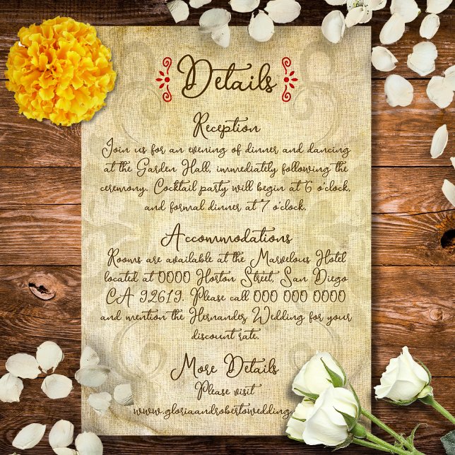 Carte D'accompagnement Rustic Baroque Floral Mexican Wedding (Créateur téléchargé)