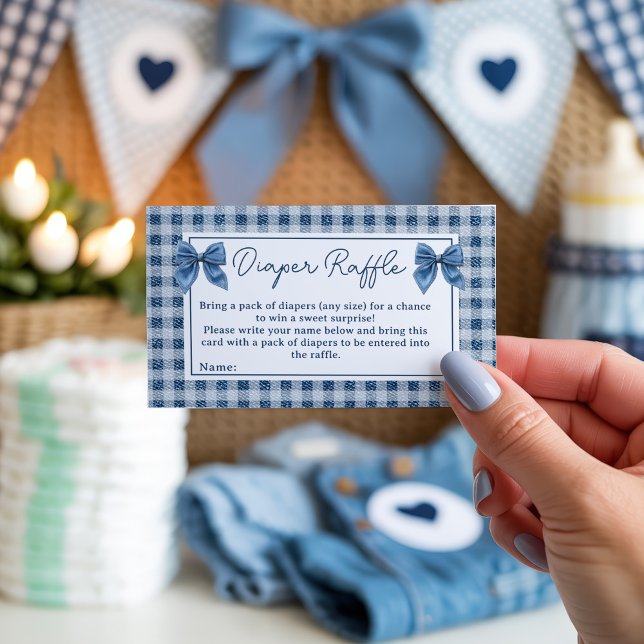 Carte D'accompagnement Rustic Blue Jean Denim Baby shower de caleçon (Rustic Blue Jean Denim Diaper Raffle Baby Shower Enclosure Card)