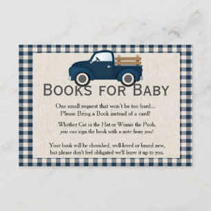Carte D'accompagnement Rustic Blue Truck Books for Baby Card