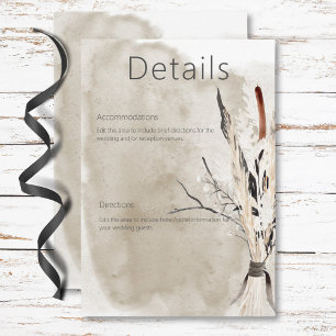 Carte D'accompagnement Rustic Boho Bouquet Moderne Détails du Mariage