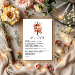 Carte D'accompagnement Rustic Boho Floral Western Mariage Détails sur l'i