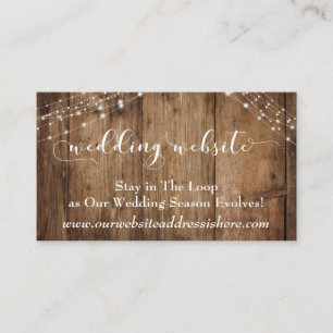 Carte D'accompagnement Rustic Brown Wood & Lights Site Mariage