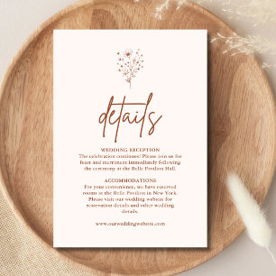 Carte D'accompagnement Rustic Burnt Orange Boho Détails du Mariage