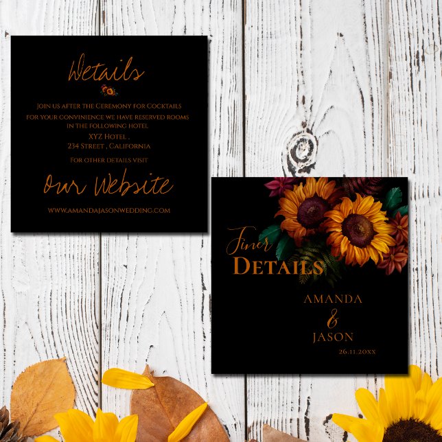 Carte D'accompagnement Rustic Burnt Orange Floral Détails du Mariage (Rustic Burnt Orange Floral Wedding Details Enclosure Card)