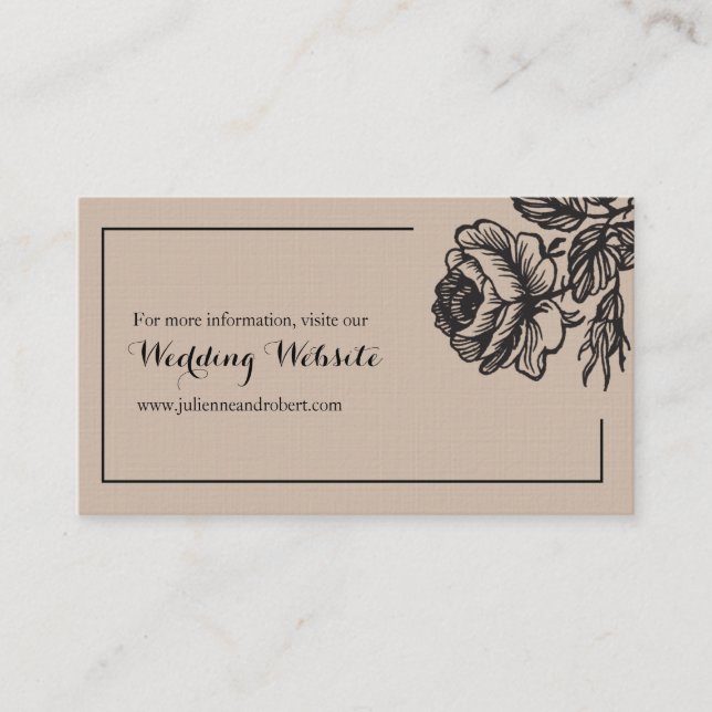 Carte D'accompagnement Rustic Chic Floral Simple Mariage Rsvp Site Web (Devant)