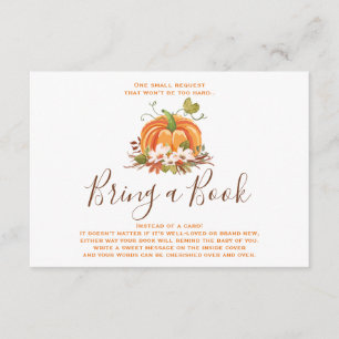 Carte D'accompagnement Rustic Citrouille Apporter un livre Automne Douche