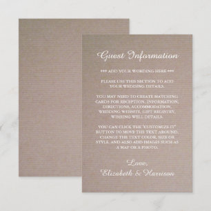 Carte D'accompagnement Rustic Country Kraft Mariage Détail