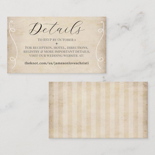 Carte D'accompagnement Rustic Faith Hope Love Christian Mariage Website (Devant / Derrière)
