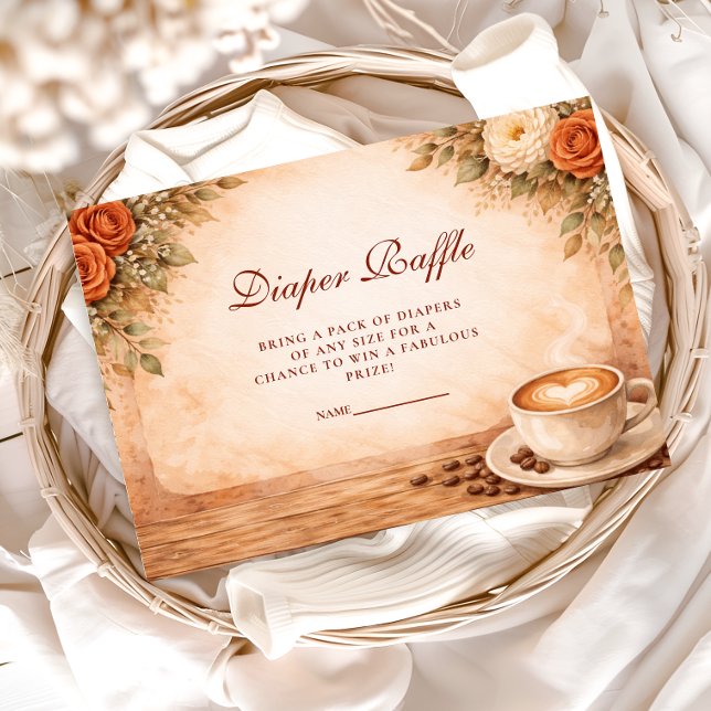 Carte D'accompagnement Rustic Fall A Baby Is Brewing Diapper Raffle (Créateur téléchargé)