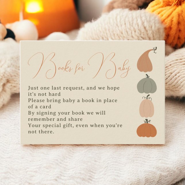 Carte D'accompagnement Rustic Fall Citrouille livres pour baby shower (Rustic Fall Pumpkin books for baby shower Enclosure Card)