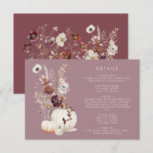 Carte D'accompagnement Rustic Fall Floral Citrouille Mariage