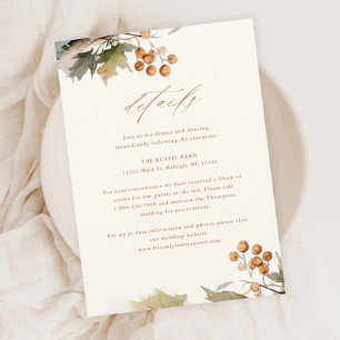 Carte D'accompagnement Rustic Fall Greenery Feuille Foliage Mariage Détai