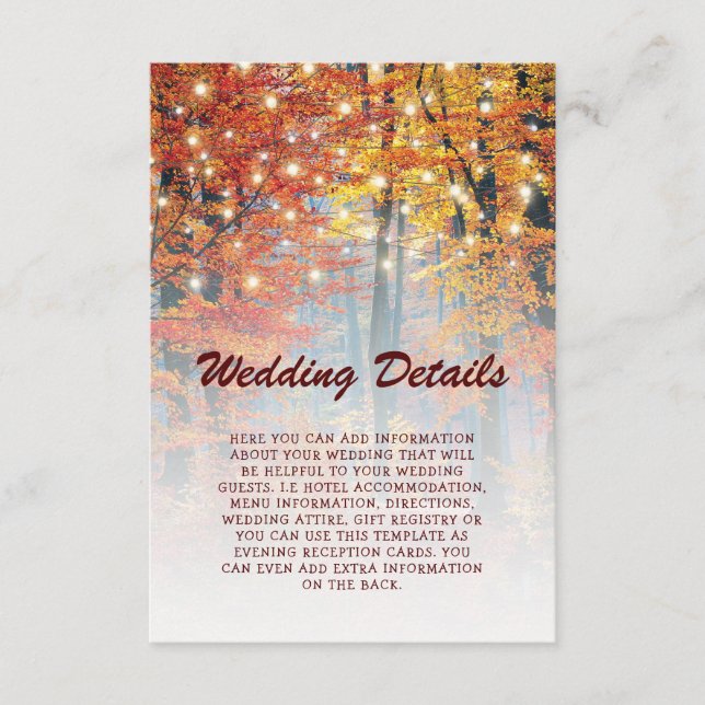 Carte D'accompagnement Rustic Fall Woodland String Lights Détails du Mari (Devant)