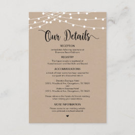 Carte D'accompagnement Rustic Farm String Lights design, détails Mariages
