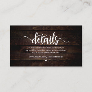 Carte D'accompagnement Rustic Farm Wood, détails Mariages