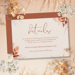 Carte D'accompagnement Rustic Floral Automne Détails du Mariage de automn