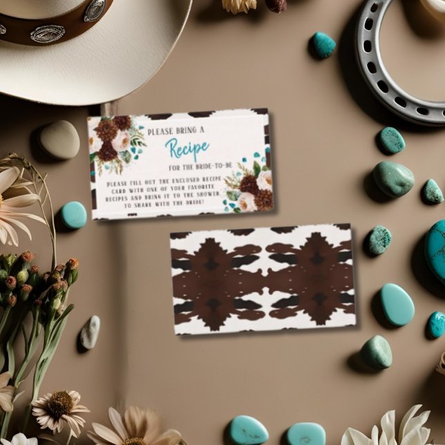 Carte D'accompagnement Rustic Floral Boho Recette Fête des mariées de dem (Rustic Floral Boho Recipe Request Bridal Shower Enclosure Card)