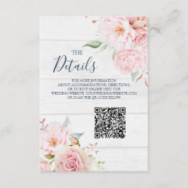 Carte D'accompagnement Rustic Floral Wedding QR code Details Insert