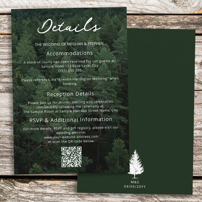 Carte D'accompagnement Rustic Green Aerial Forest Détails du Mariage phot (Créateur téléchargé)