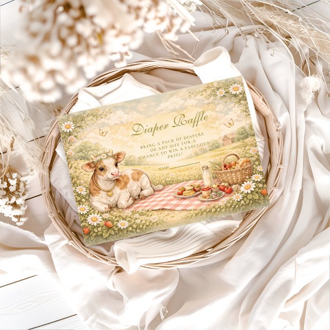 Carte D'accompagnement Rustic Highland Cow Diapper Raffle (Créateur téléchargé)