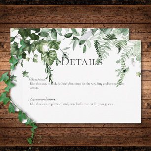 Carte D'accompagnement Rustic Ivy & Sage Greenery Détails du Mariage