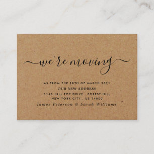 Carte D'accompagnement Rustic Kraft Simple Script Changement d'adresse