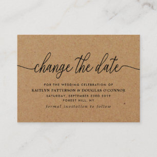 Carte D'accompagnement Rustic Kraft Simple Script Modifier La Date