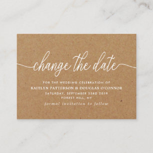 Carte D'accompagnement Rustic Kraft Simple Script Modifier La Date