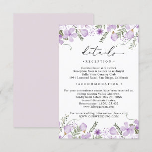 Carte D'accompagnement Rustic Lavender Floral Détails Mariage