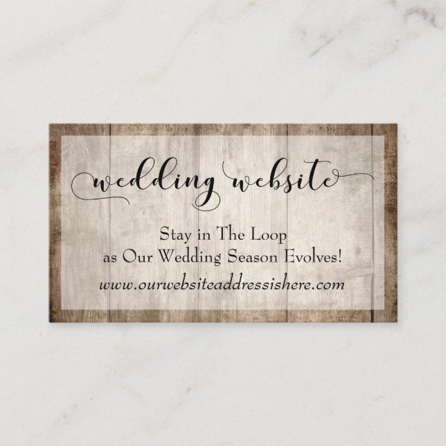 Carte D'accompagnement Rustic Light Bois Brown, Mariage Détails du site w (Devant)