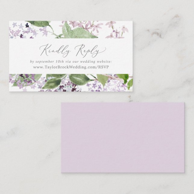 Carte D'accompagnement Rustic Lilac Site Mariage RSVP (Devant / Derrière)
