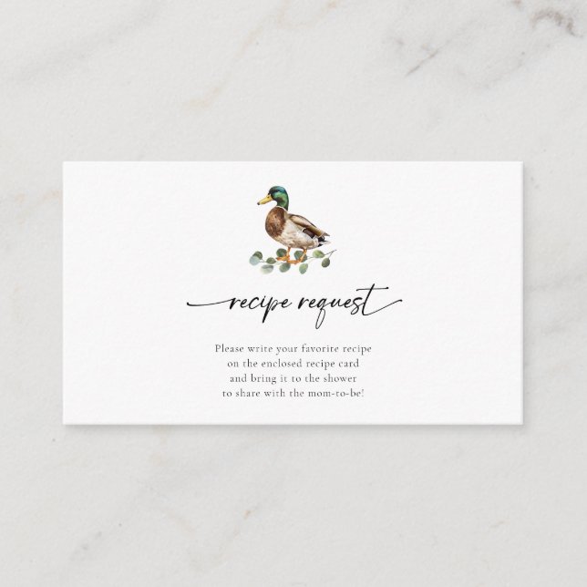 Carte D'accompagnement Rustic Mallard Baby shower de canard Demande de re (Devant)