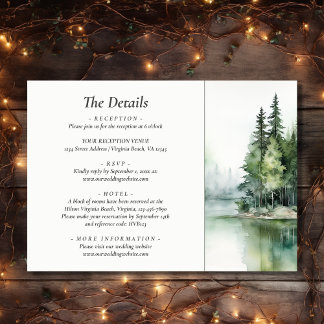 Carte D'accompagnement Rustic Mountain Lake Forest Détails du Mariage