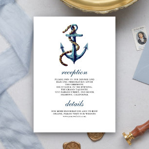 Carte D'accompagnement Rustic Navy Blue Ancre Rope Détails du Mariage