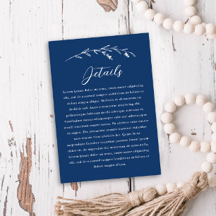 Carte D'accompagnement Rustic Navy Blue Fleur sauvage Détails du Mariage