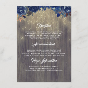 Carte D'accompagnement Rustic Navy Floral Mariage Information Invité