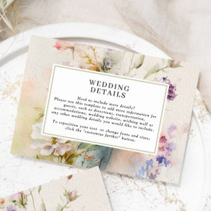 Carte D'accompagnement Rustic Retro Watercolor Fleur sauvage Détails du M