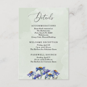 Carte D'accompagnement Rustic Sage Green & Purple Daisies Détails du Mari