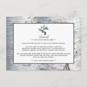 Carte D'accompagnement Rustic Silver Birch Tree Mariage détails