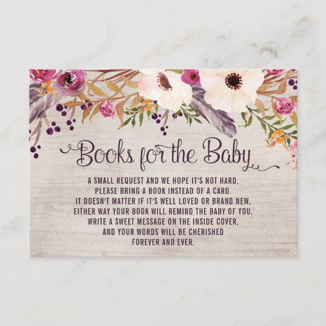 Carte D'accompagnement Rustic Tribal Floral Livres pour Baby Insert Card (Devant)
