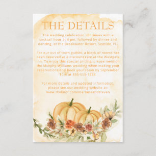 Carte D'accompagnement Rustic Watercolor - Détails du Citrouille d'automn