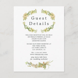 Carte D'accompagnement Rustic Watercolor Forest Mariage Détails sur l'inv