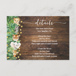 Carte D'accompagnement Rustic Wild Safari Animaux Détails du Baby shower
