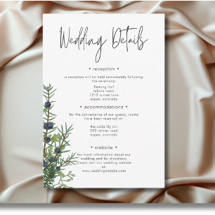 Carte D'accompagnement Rustic Winter Nature & Pine Détails du Mariage