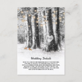 Carte D'accompagnement Rustic Winter Tree & String Lights Détails du Mari