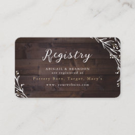 Carte D'accompagnement Rustic Wood Boho Floral Country brid Registry