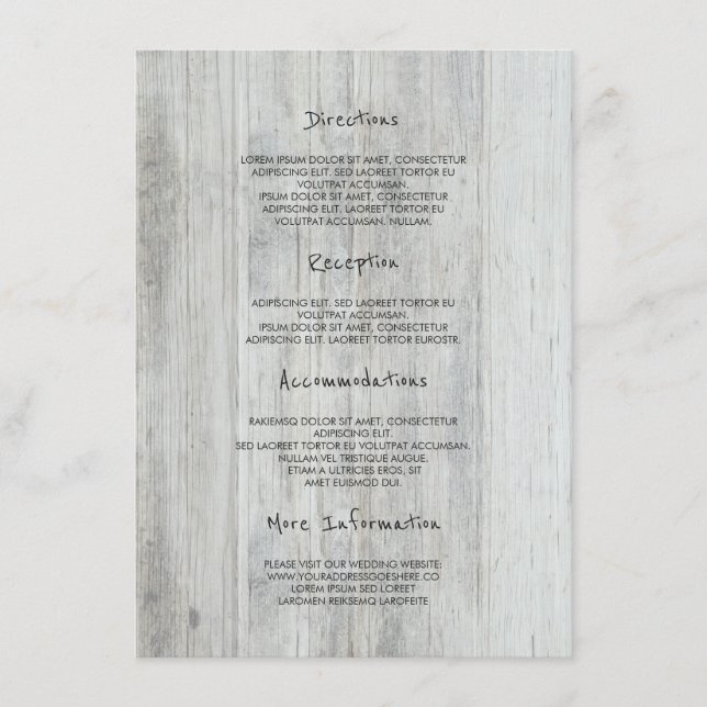Carte D'accompagnement Rustic Wood Grange Détails du Mariage -Information (Devant)