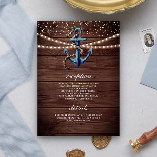 Carte D'accompagnement Rustic Wood Navy Blue Ancre Détails du Mariage